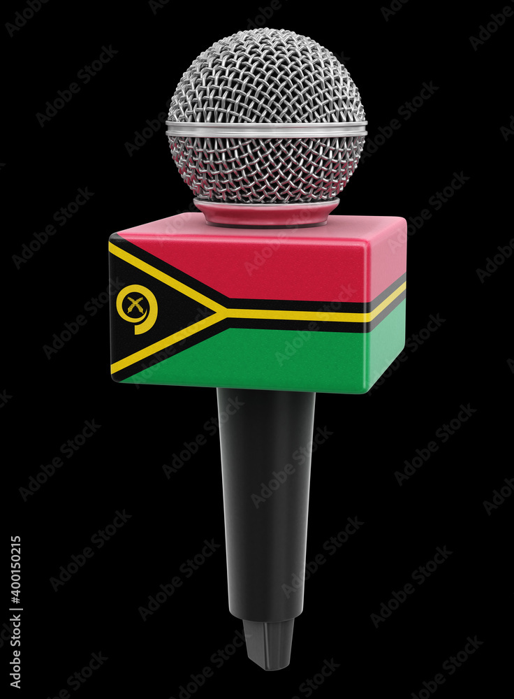Poster microphone and vanuatu flag. image with clipping path