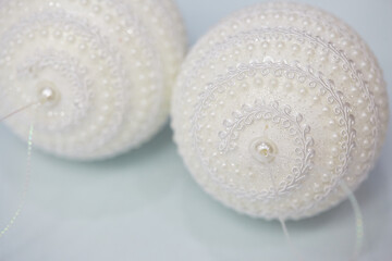 white christmas tree decorations. New Year