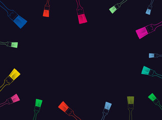 Tekstura szablon granatowe tło z kolorowymi pędzlami © Monika