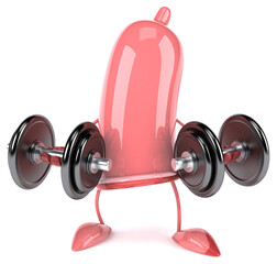 Fun 3D illustration of a cartoon condom character