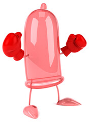 Fun 3D illustration of a cartoon condom character