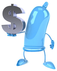 Fun 3D illustration of a cartoon condom character