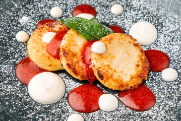 cottage cheese pancakes with jam