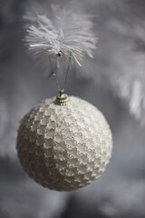 white christmas tree decorations. New Year