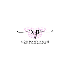 Initial XP Handwriting, Wedding Monogram Logo Design, Modern Minimalistic and Floral templates for Invitation cards