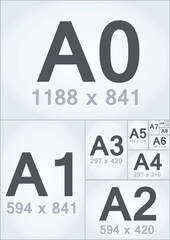 Paper formats sizes. vector illustration