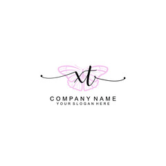 Initial XT Handwriting, Wedding Monogram Logo Design, Modern Minimalistic and Floral templates for Invitation cards