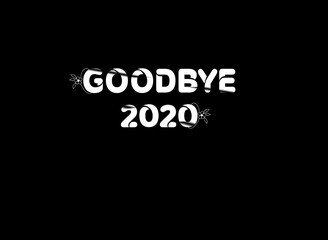 Goodbye 2020 white and black, new year concept, greeting card template and background.