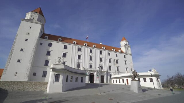 Bratislava Castle, Slovakia. The location provides a wonderful view of Bratislava. Static frame . 4k format, 24 fps. part4