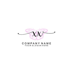 Initial XX Handwriting, Wedding Monogram Logo Design, Modern Minimalistic and Floral templates for Invitation cards
