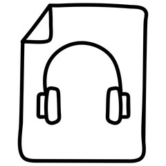 Headphone on document, audio file icon.