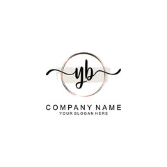 Initial YB Handwriting, Wedding Monogram Logo Design, Modern Minimalistic and Floral templates for Invitation cards