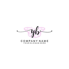 Initial YB Handwriting, Wedding Monogram Logo Design, Modern Minimalistic and Floral templates for Invitation cards