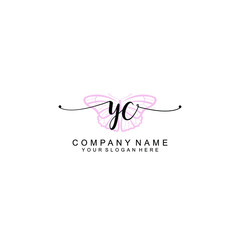 Initial YC Handwriting, Wedding Monogram Logo Design, Modern Minimalistic and Floral templates for Invitation cards