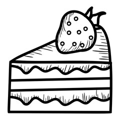 Doodle birthday cake slice vector 
