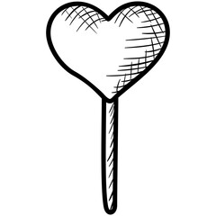 Sweet heart lollipop in doodle design 