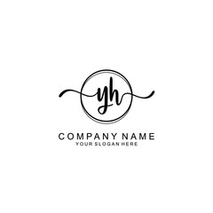 Initial YH Handwriting, Wedding Monogram Logo Design, Modern Minimalistic and Floral templates for Invitation cards