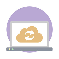 Cloud syncing flat vector icon