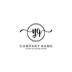 Initial YQ Handwriting, Wedding Monogram Logo Design, Modern Minimalistic and Floral templates for Invitation cards