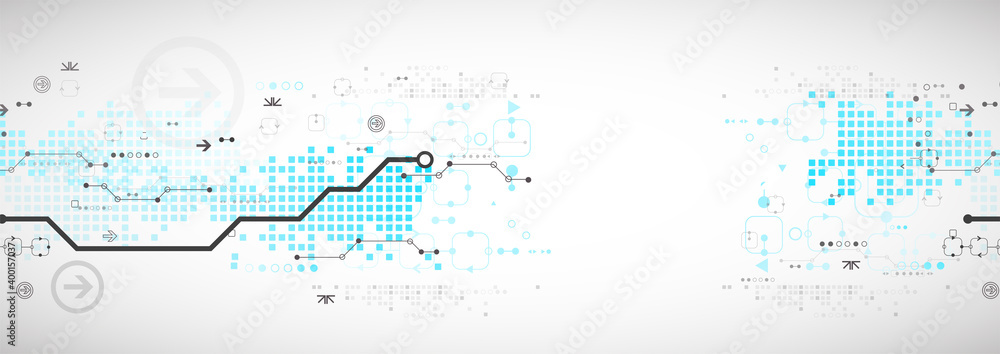 Wall mural abstract technology concept. circuit board, high computer color background. vector illustration with