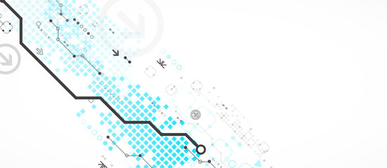 Obraz premium Abstract technology concept. Circuit board, high computer color background. Vector illustration with space for content, web - template, business tech presentation.