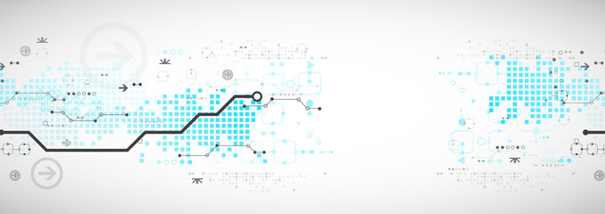 Abstract technology concept. Circuit board, high computer color background. Vector illustration with space for content, web - template, business tech presentation.