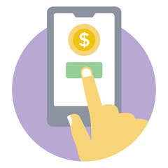 Online mobile transaction flat rounded vector 