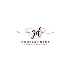 Initial ZD Handwriting, Wedding Monogram Logo Design, Modern Minimalistic and Floral templates for Invitation cards