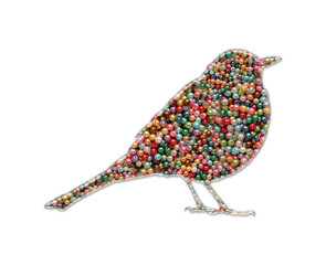 Bird Beads Icon Logo Handmade Embroidery illustration