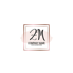 Fototapeta na wymiar Initial ZM Handwriting, Wedding Monogram Logo Design, Modern Minimalistic and Floral templates for Invitation cards