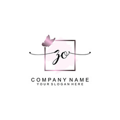 Initial ZO Handwriting, Wedding Monogram Logo Design, Modern Minimalistic and Floral templates for Invitation cards