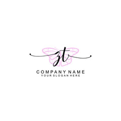 Initial ZT Handwriting, Wedding Monogram Logo Design, Modern Minimalistic and Floral templates for Invitation cards