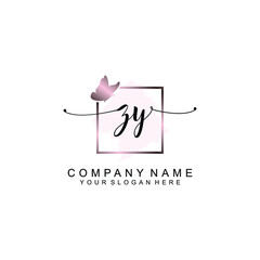 Initial ZY Handwriting, Wedding Monogram Logo Design, Modern Minimalistic and Floral templates for Invitation cards