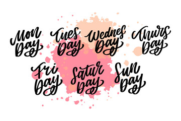 Vector handwritten inscription days a week. Calligraphy.dwritten inscription days a week. Calligraphy.