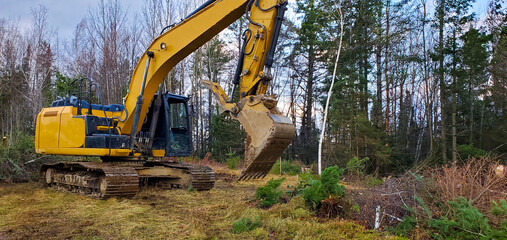 Excavation of land for the construction of a house