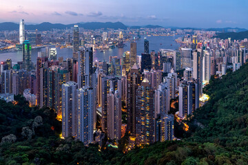 Skyline of Hong Kong at night from Victoria Peak