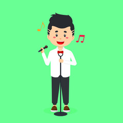 Stock Vector Cute Singer Character