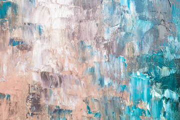 Bright multi-colored background, paint strokes with a palette knife. Acrylic and oil paints.