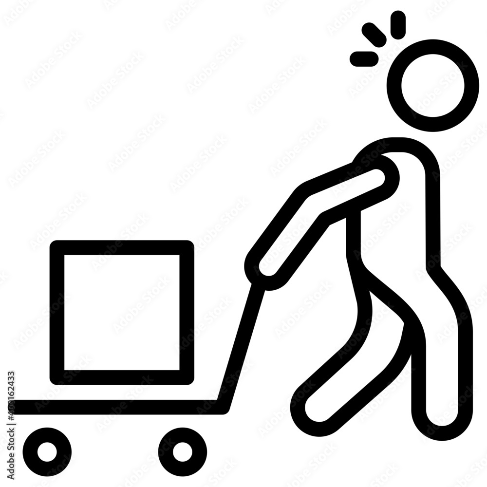 Sticker man pulling cart