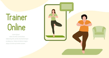 Online trainer Sport Fitness People Home Training