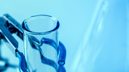 Empty flasks. Laboratory analysis equipment. Chemical laboratory, glassware test-tubes.