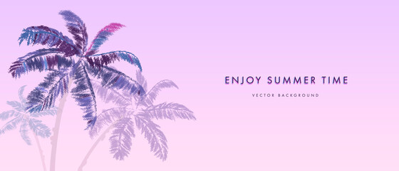 Summer background with palm trees. Vector illustration