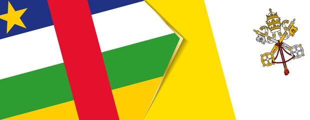 Central African Republic and Vatican City flags, two vector flags.