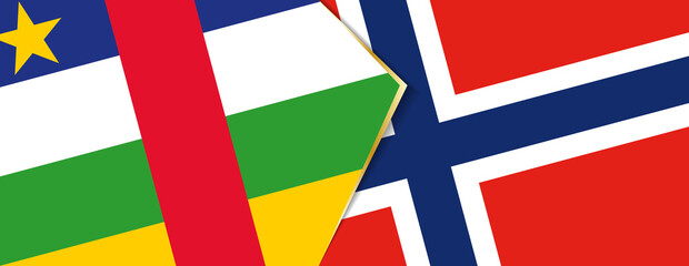 Central African Republic and Norway flags, two vector flags.