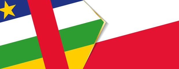Central African Republic and Poland flags, two vector flags.