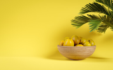 Mango Fruit Yellow Backdrop Background Copy Space