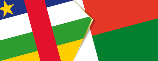 Central African Republic and Madagascar flags, two vector flags.