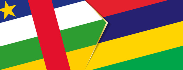 Central African Republic and Mauritius flags, two vector flags.