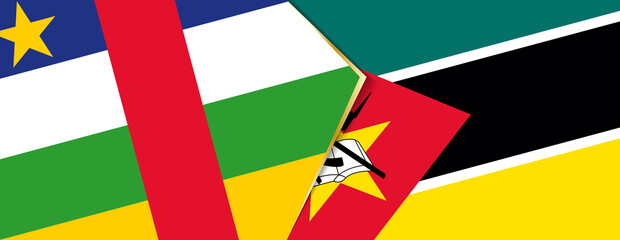 Central African Republic and Mozambique flags, two vector flags.