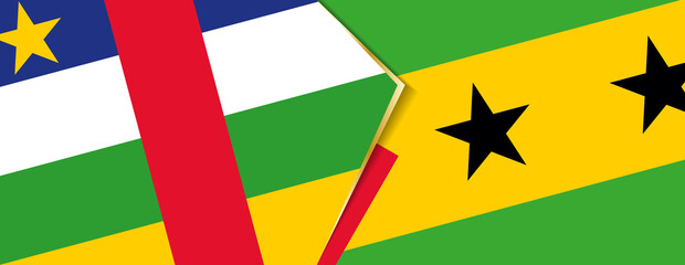 Central African Republic and Sao Tome and Principe flags, two vector flags.